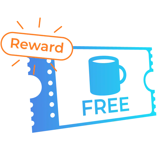 A voucher with a coffee icon on it and the word 'FREE'